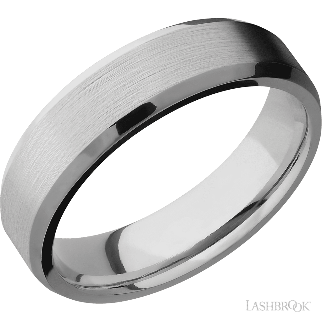 White Titanium Alternative Metal Ring 6mm wide Size 10
