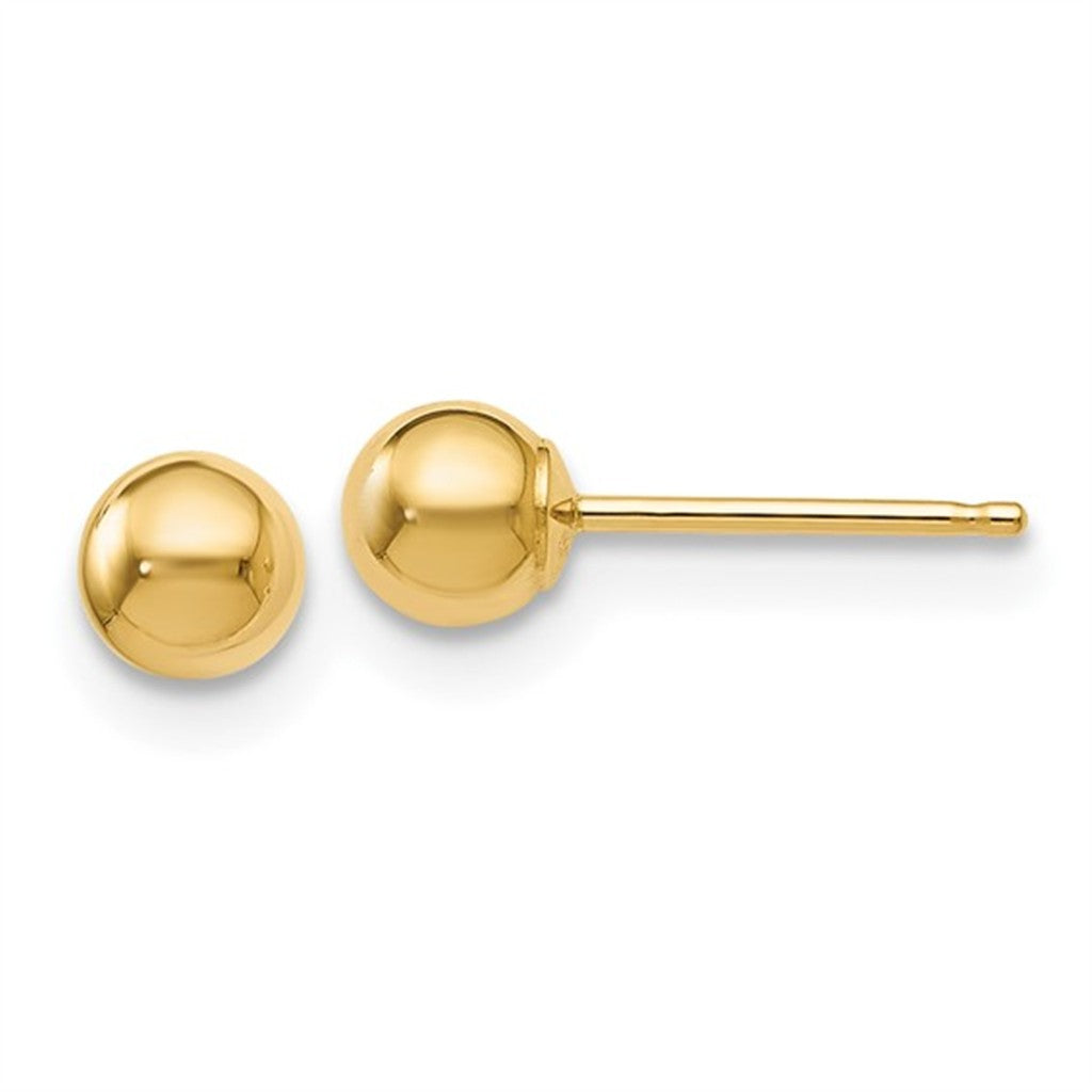 Ball Post Precious Metal Earrings 14 Karat Yellow