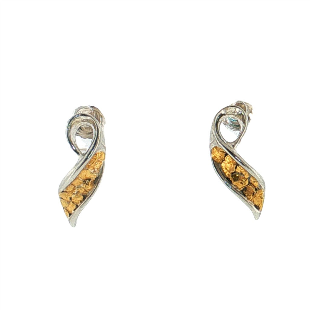 Sterling Silver Earrings Accented with Alaskan Gold Nuggets