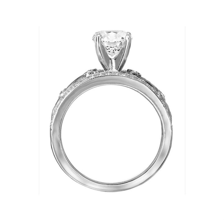 Vintage Style Diamond Engagement Ring Sterling Silver White 
(Center Stone Not Included)