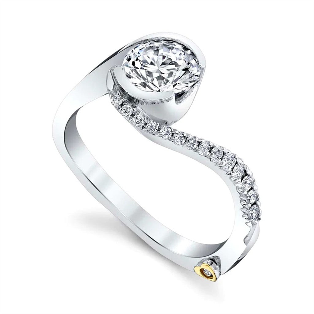 Bypass Style Diamond Engagement Ring 14 Karat Gold White 
(Center Stone Not Included)