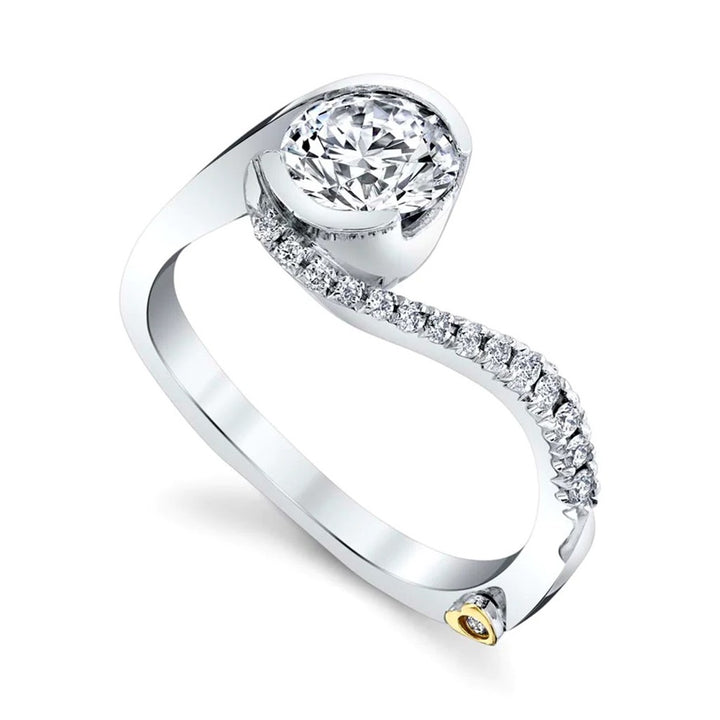 Bypass Style Diamond Engagement Ring 14 Karat Gold White 
(Center Stone Not Included)