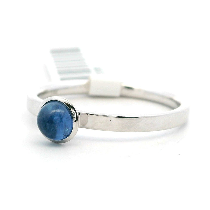 Solitare Style Colored Stone Ring 14 Karat Silver with Sapphire size 7