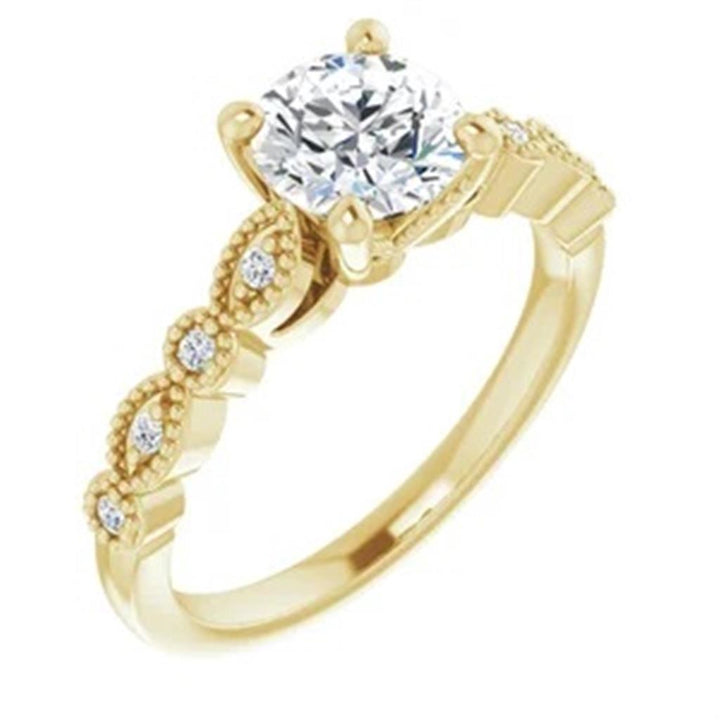 Solitare Accent Style Diamond Engagement Ring 14 Karat Gold Yellow 
(Center Stone Not Included)