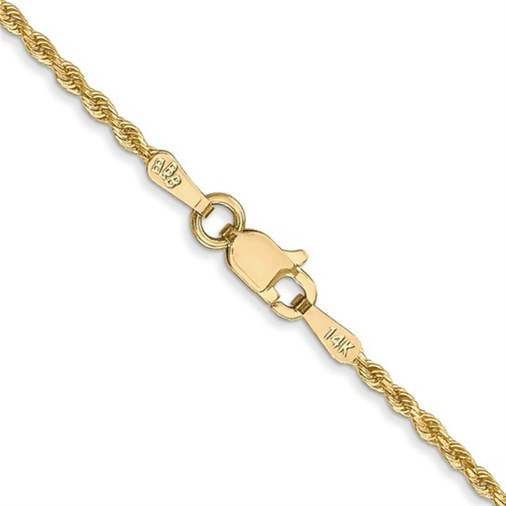 14 Karat 1.5 MM Rope Chain 16" Long