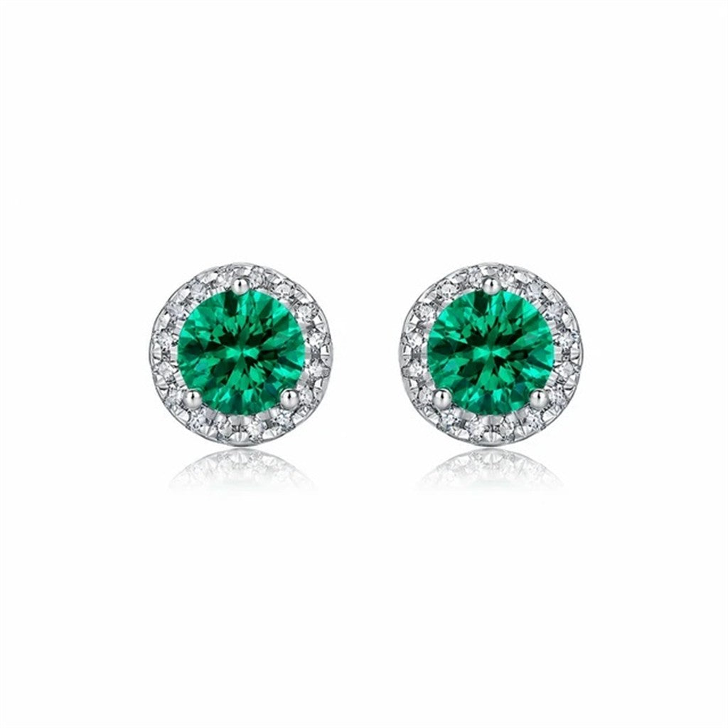 Sterling Silver Post Earrings With Colored Stone
