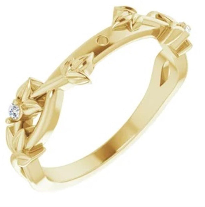 Solitare Accent Style Diamond Engagement Ring Alloy Yellow 
(Center Stone Not Included)