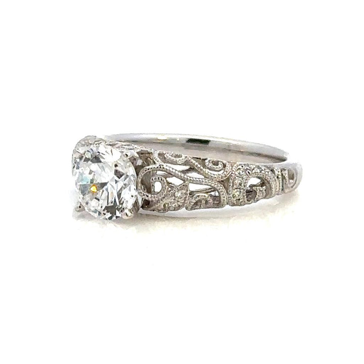 Solitare Accent Style Diamond Engagement Ring 14 Karat Gold White 
(Center Stone Not Included)