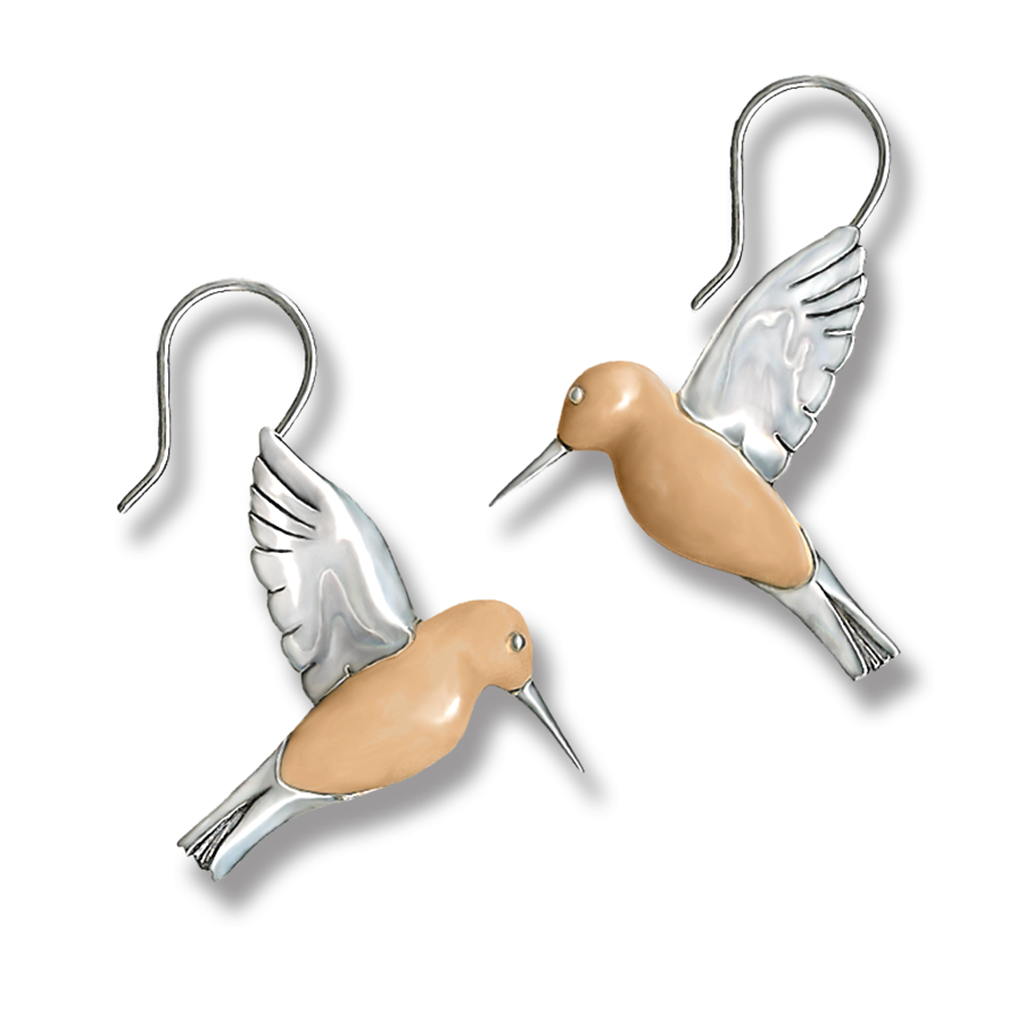 Hummingbirds Walrus Ivory Dangle Drop Earrings .925 White