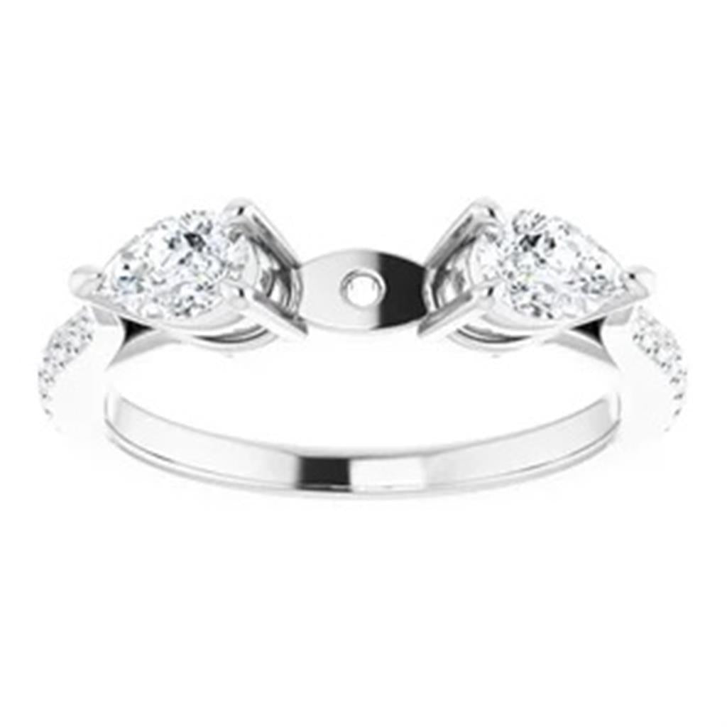 Three Stone Style Diamond Engagement Ring Alloy White 
(Center Stone Not Included)