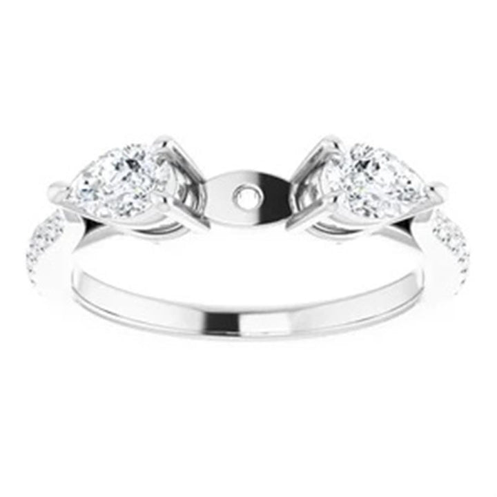 Three Stone Style Diamond Engagement Ring Alloy White 
(Center Stone Not Included)