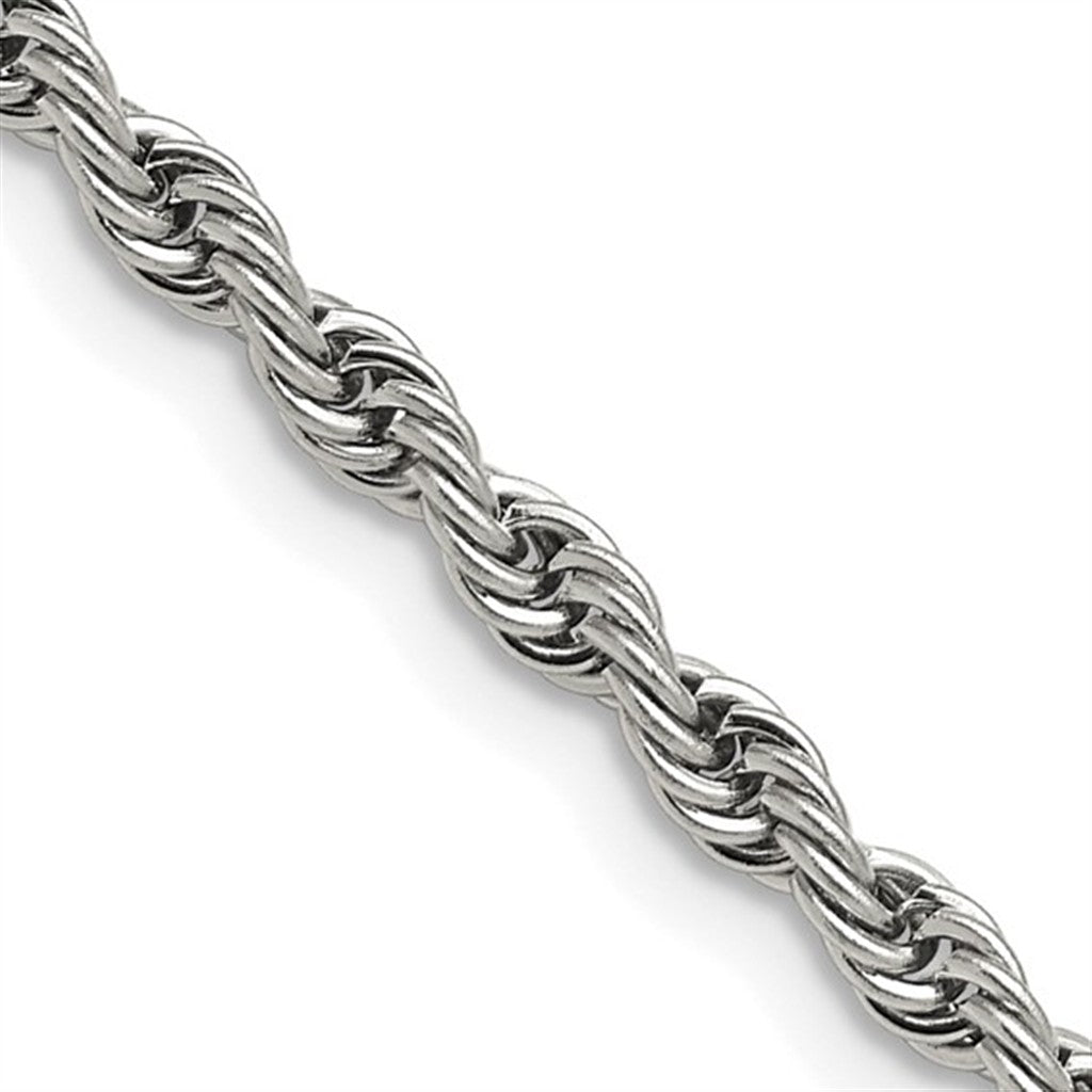 White Stainless Steel Rope Link Chain 4MM Wide 24" Long