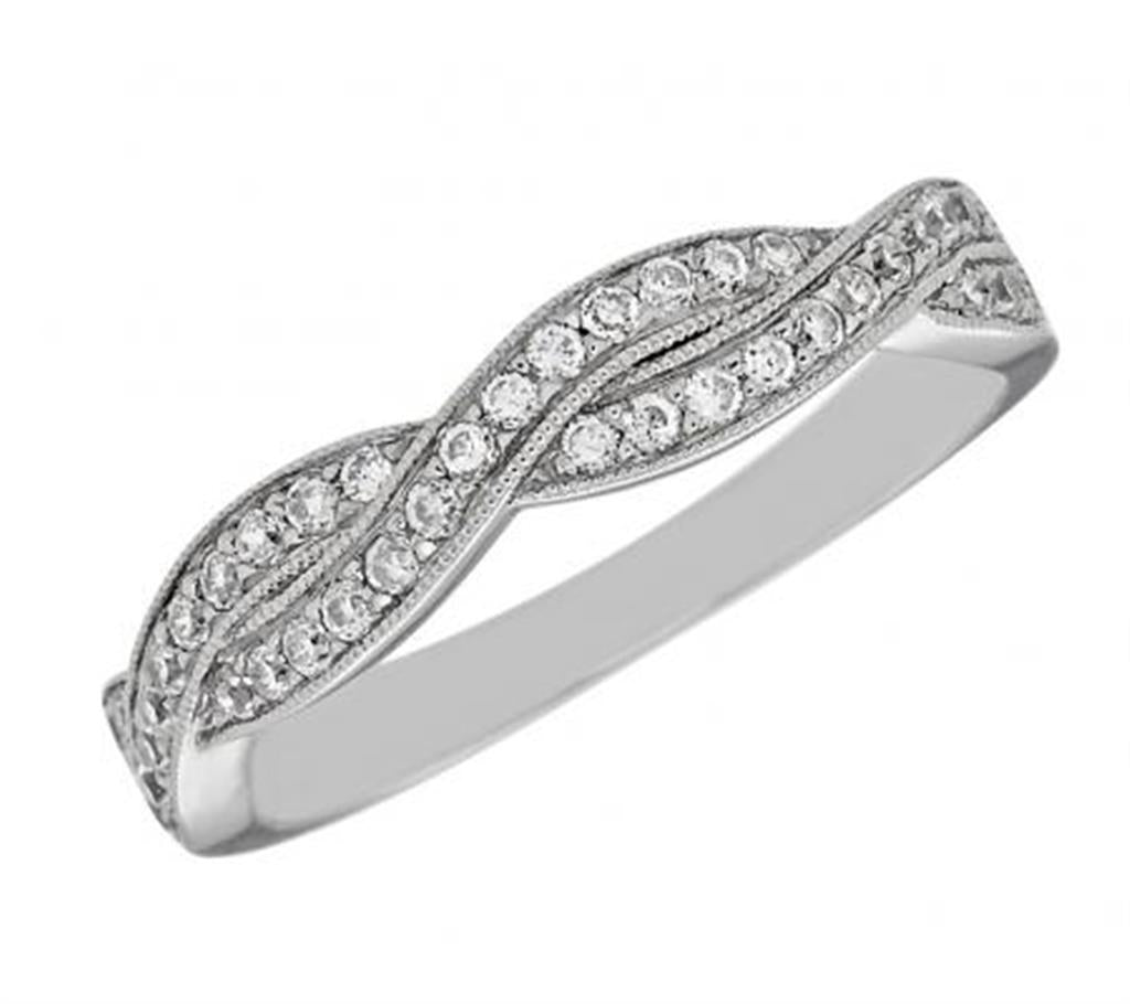 Diamond Wedding Band <14 kt> White size 6.5