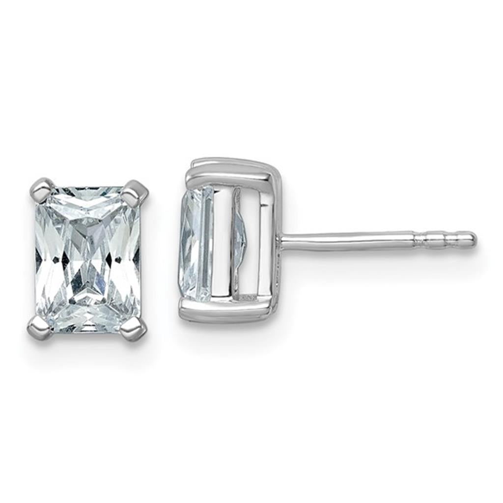 Lab Diamonds Single Stone Stud Earrings 14 KT White 2.00 Carat Total Weight