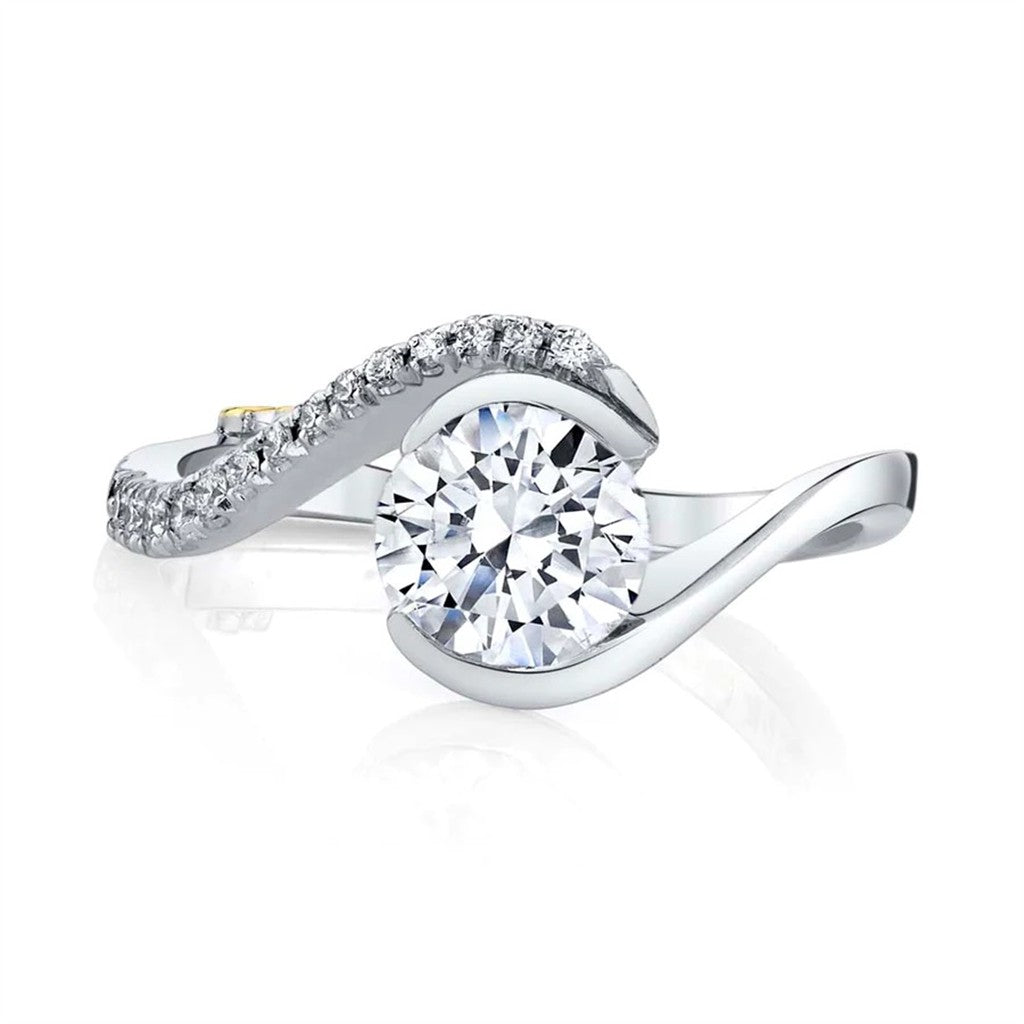 Bypass Style Diamond Engagement Ring 14 Karat Gold White 
(Center Stone Not Included)