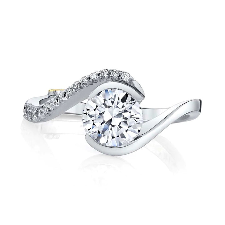 Bypass Style Diamond Engagement Ring 14 Karat Gold White 
(Center Stone Not Included)