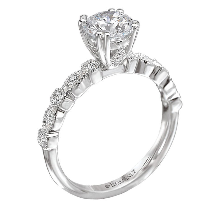 Solitare Accent Style Diamond Engagement Ring Sterling Silver White 
(Center Stone Not Included)