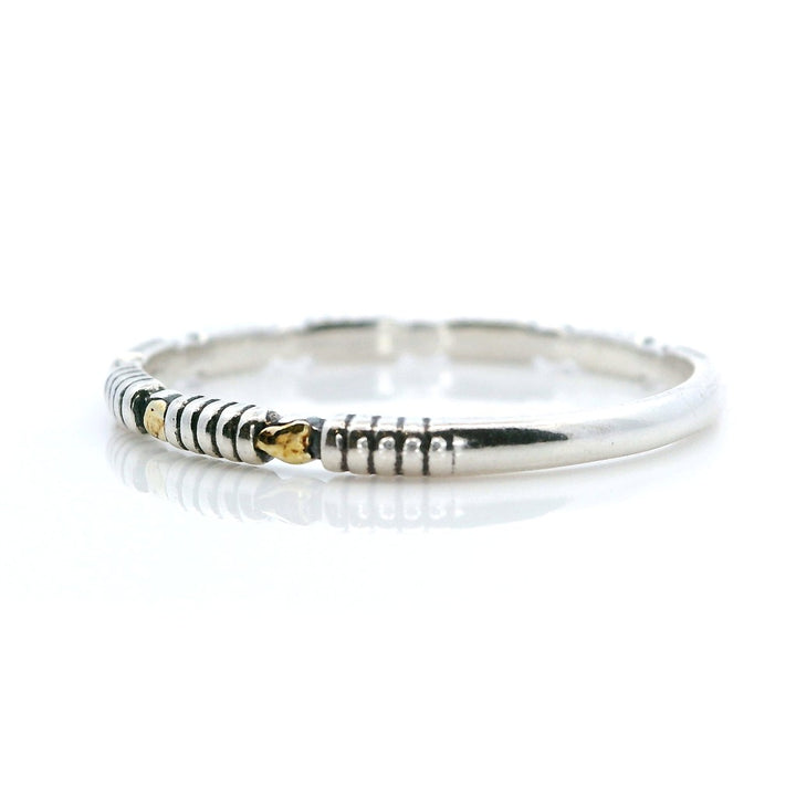 Stack-Able Ring 2 mm wide Sterling Silver & Alaskan Gold Nugget Size 9