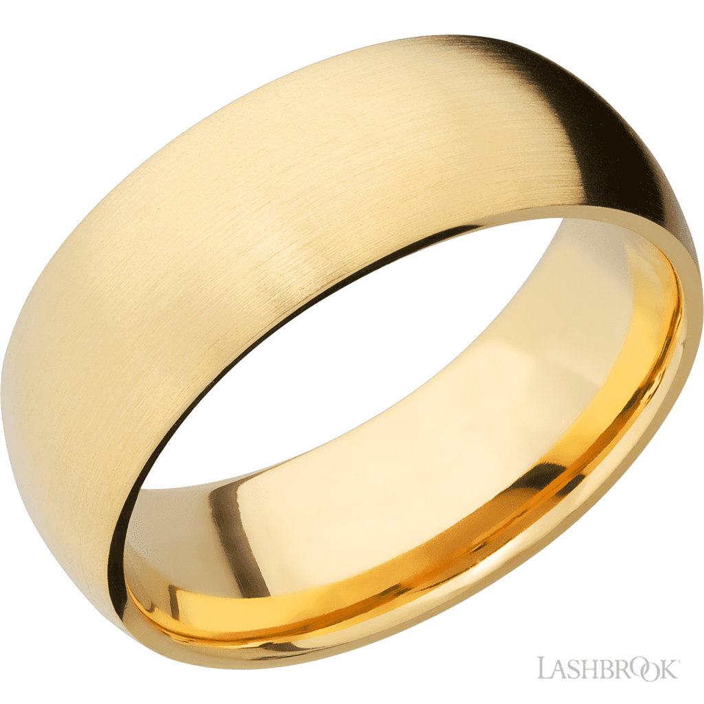 Straight Solid Style Wedding Band 14 KT Yellow 8mm wide size 10