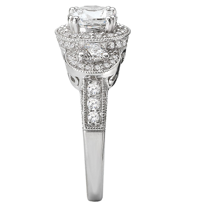 Halo Style Diamond Engagement Ring Sterling Silver White 
(Center Stone Not Included)