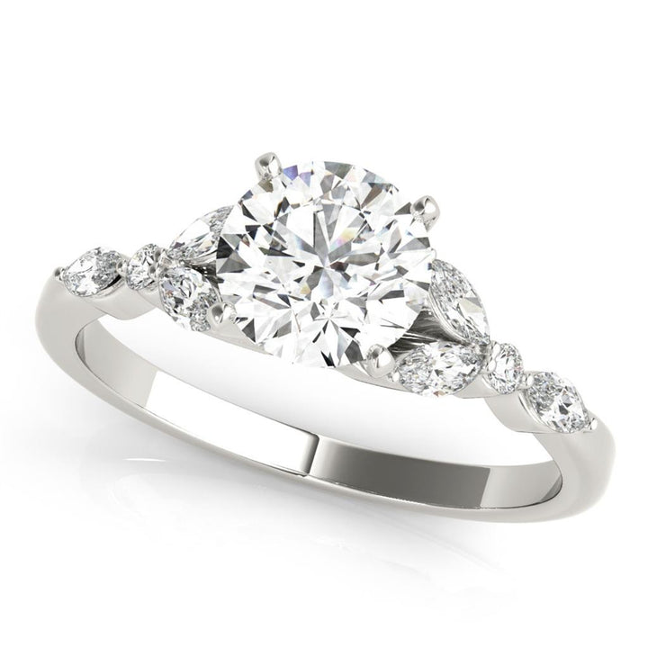 Contemporary Style Diamond Engagement Ring 14 Karat Gold White 
(Center Stone Not Included)