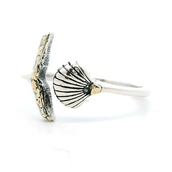 Adjustable Womens Alaskan Gold Nugget Fashion Ring 2 mm wide Sterling Silver & Alaskan Gold Nugget Size 7