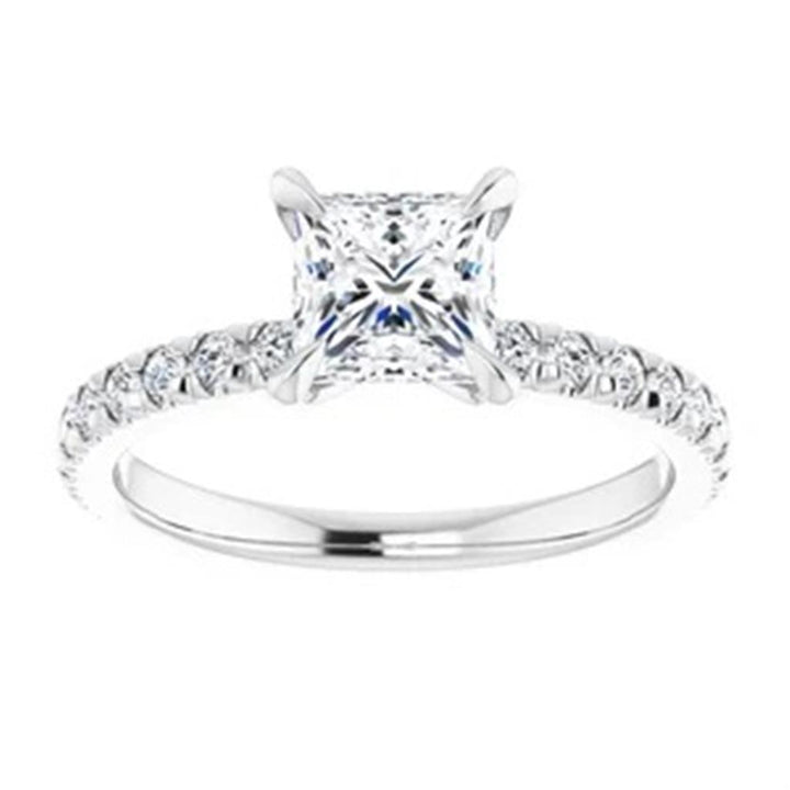 Solitare Accent Style Diamond Engagement Ring 14 Karat Gold White 
(Center Stone Not Included)