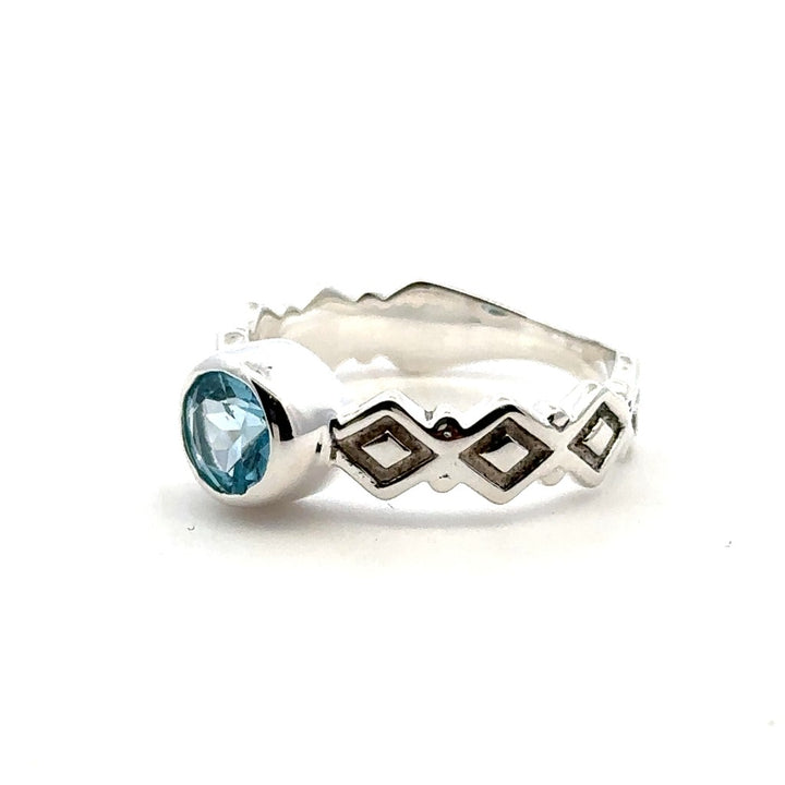 Antique Style Rings Silver with Stones Sterling Silver White with Topaz size 7