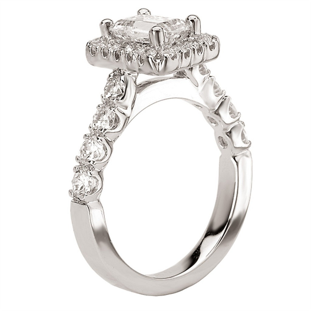 Halo Diamond Engagement Ring 14 Karat White