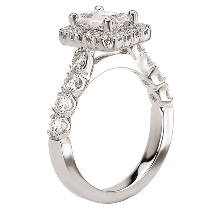 Halo Diamond Engagement Ring 14 Karat White