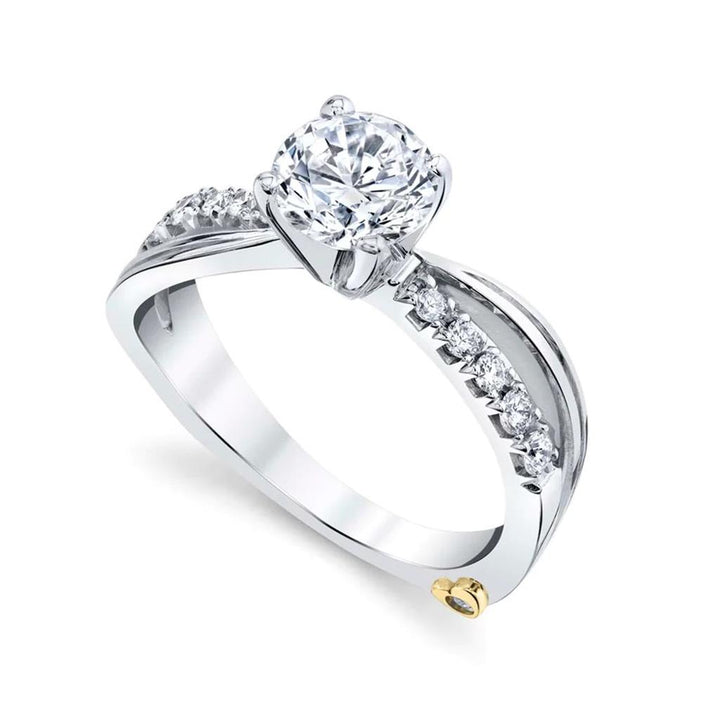 Solitare Accent Style Diamond Engagement Ring 14 Karat Gold White 
(Center Stone Not Included)