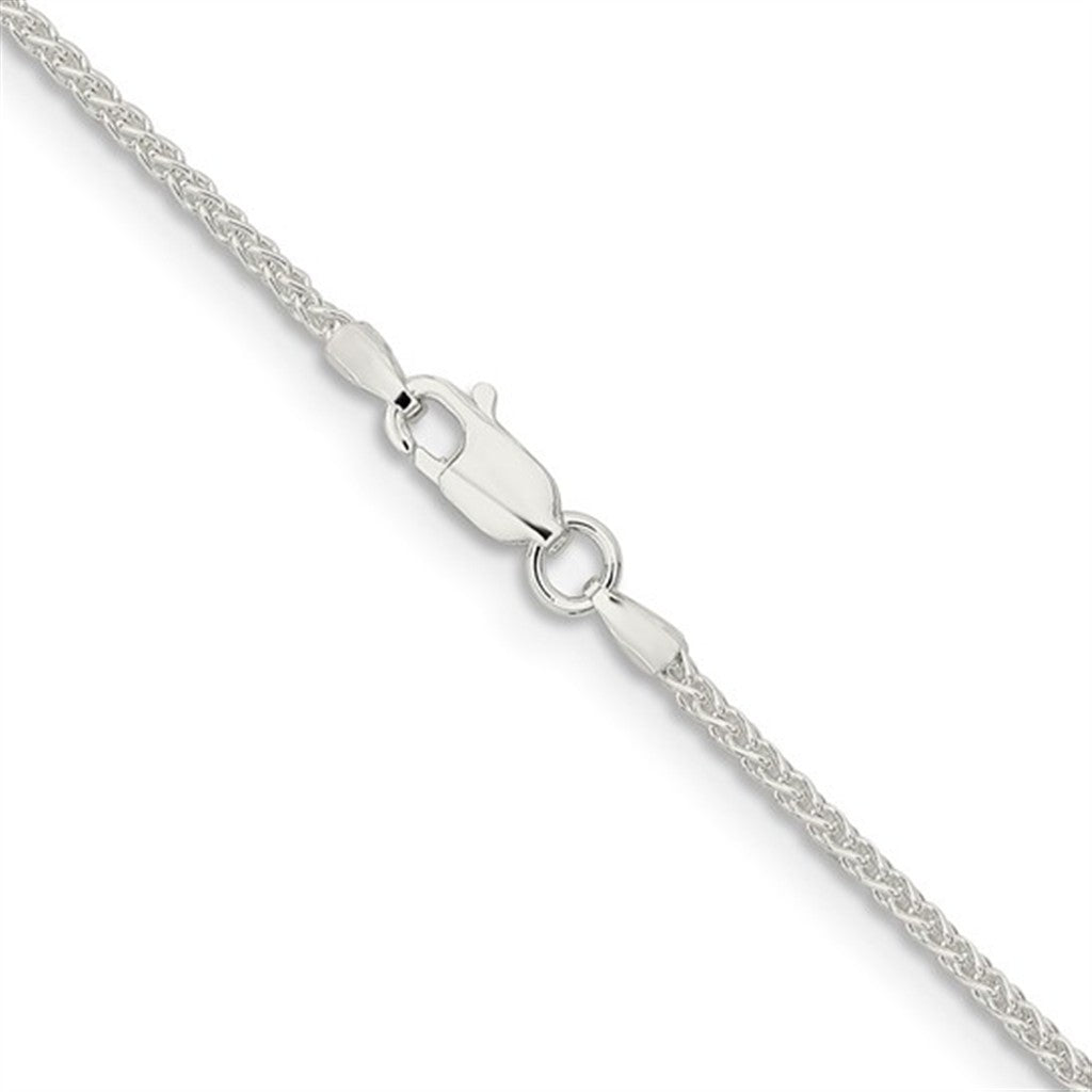 White Sterling Silver 1.75 MM Spiga Chain 20" Long