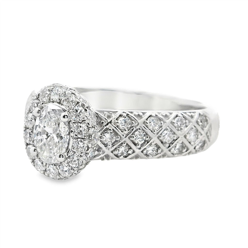 Diamond Halo Diamond Engagement Ring 14 Karat White 0.33 Carat Total Weight
