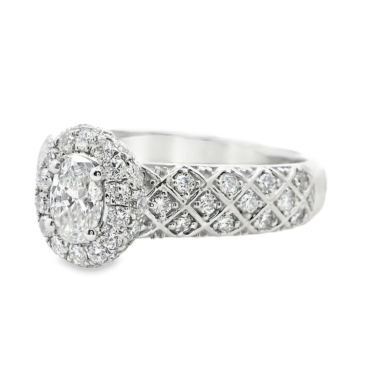 Diamond Halo Diamond Engagement Ring 14 Karat White 0.33 Carat Total Weight