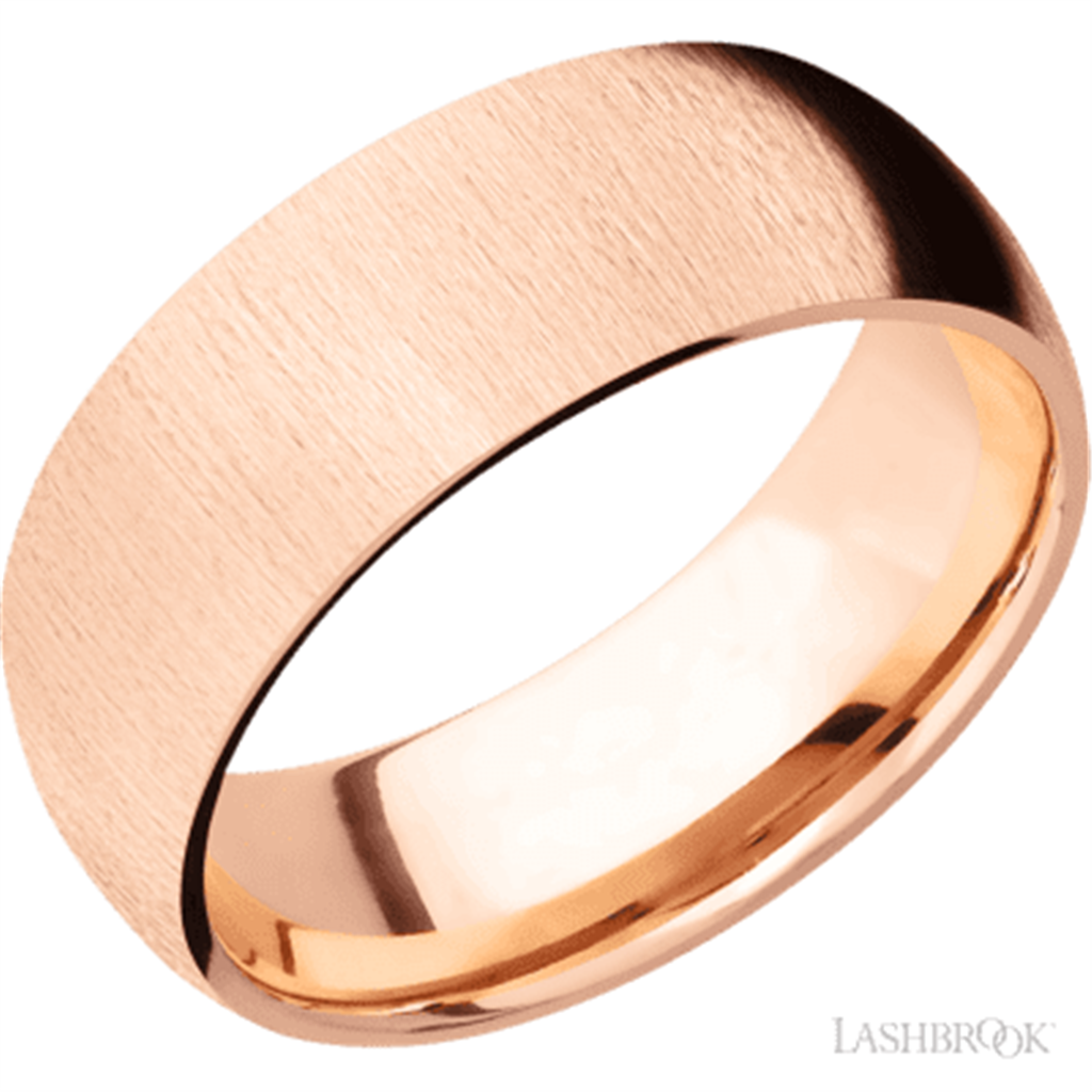 Straight Solid Style Wedding Band 14 KT Rose 8mm wide size 10
