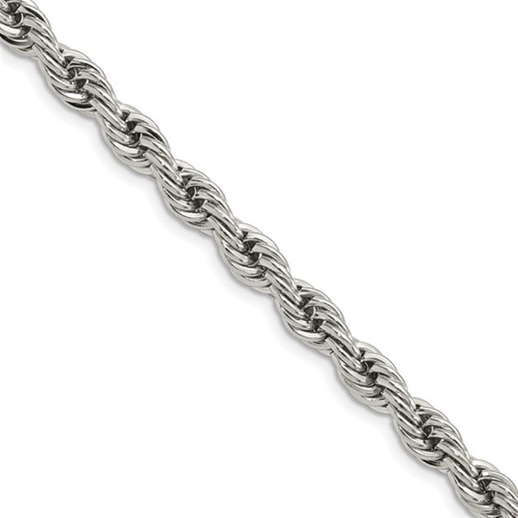 White Stainless Steel 6 MM Rope Chain 24" Long
