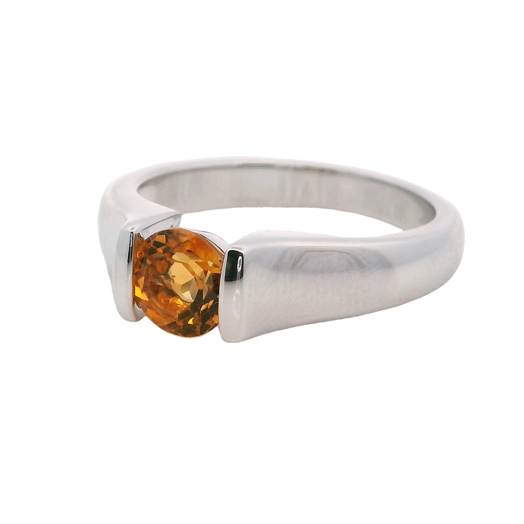 Solitare Style Rings Silver with Stones Sterling Silver White with Citrine size 7.25