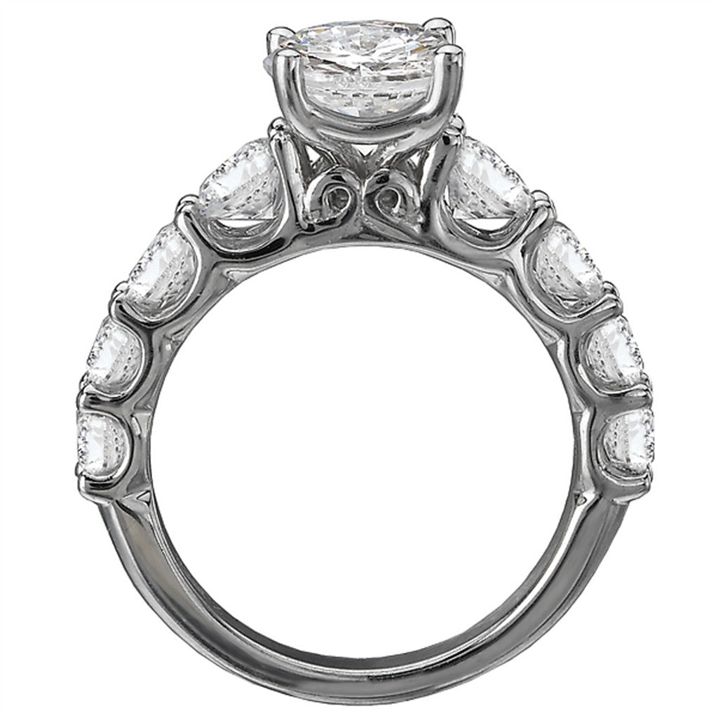 Solitare Accent Style Diamond Engagement Ring Sterling Silver White 
(Center Stone Not Included)