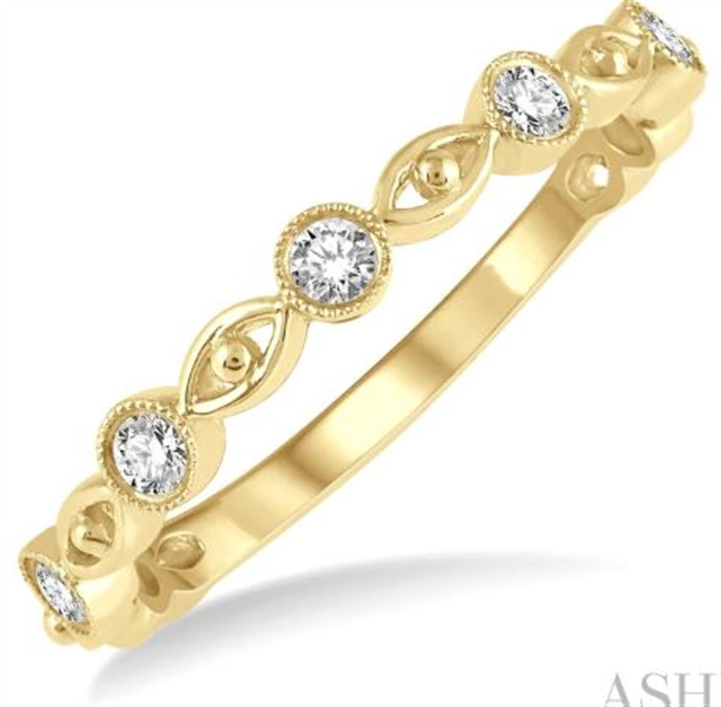 Stackable Lattice Marquise & Circular Diamond 14KT Yellow Gold Band