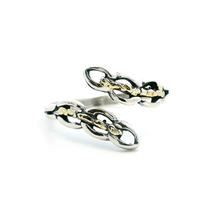 Alaskana Adjustable Womens Alaskan Gold Nugget Fashion Ring 2 mm wide Sterling Silver & Alaskan Gold Nugget Size 9