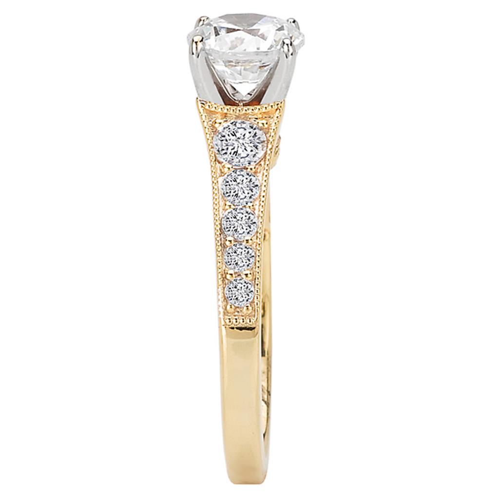 Solitare Accent Style Diamond Engagement Ring .925 White & Yellow 
(Center Stone Not Included)