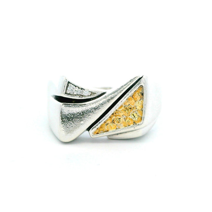 Signet Men's Ring Sterling Silver & Alaskan Gold Nugget Size 13