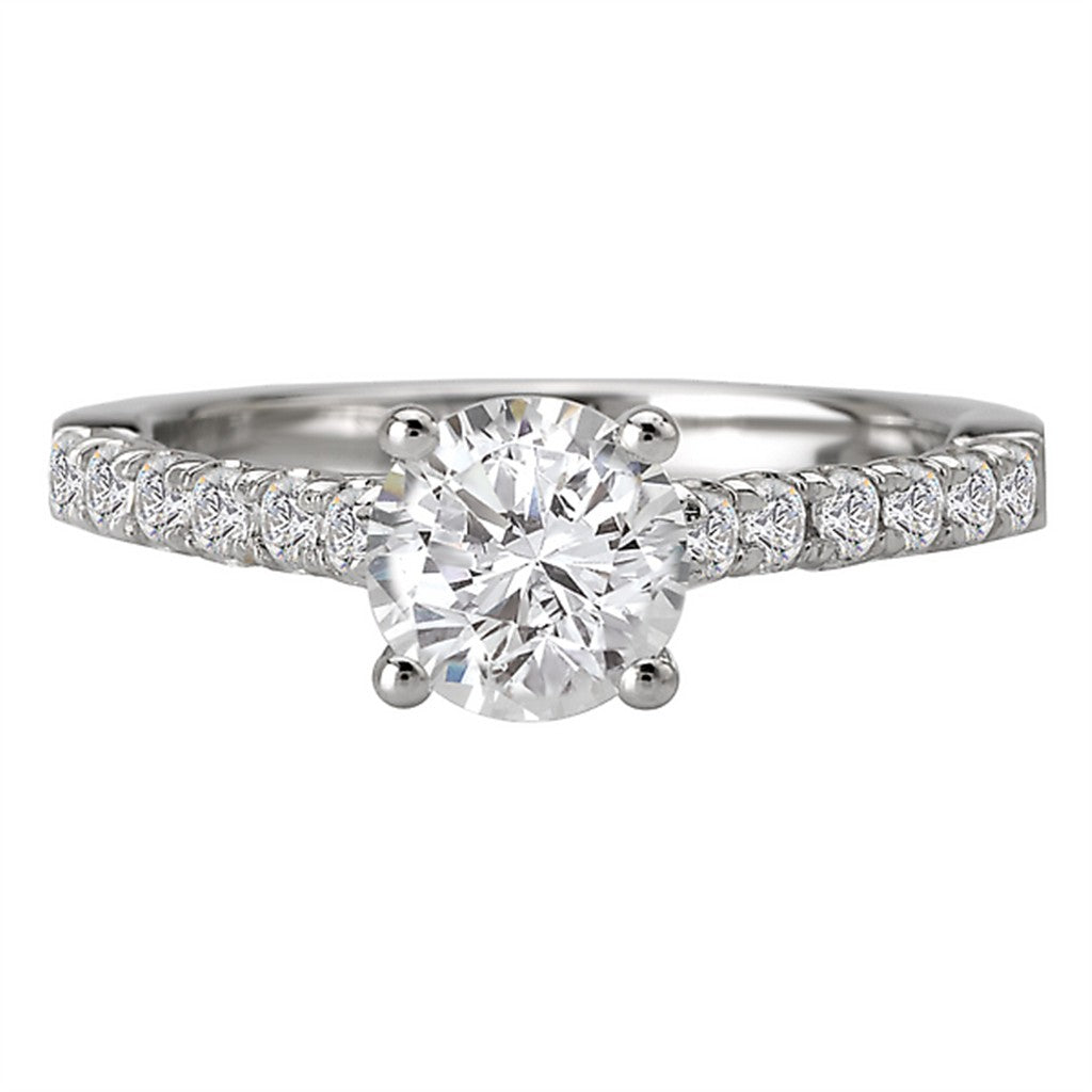 Solitare Accent Style Diamond Engagement Ring Sterling Silver White 
(Center Stone Not Included)