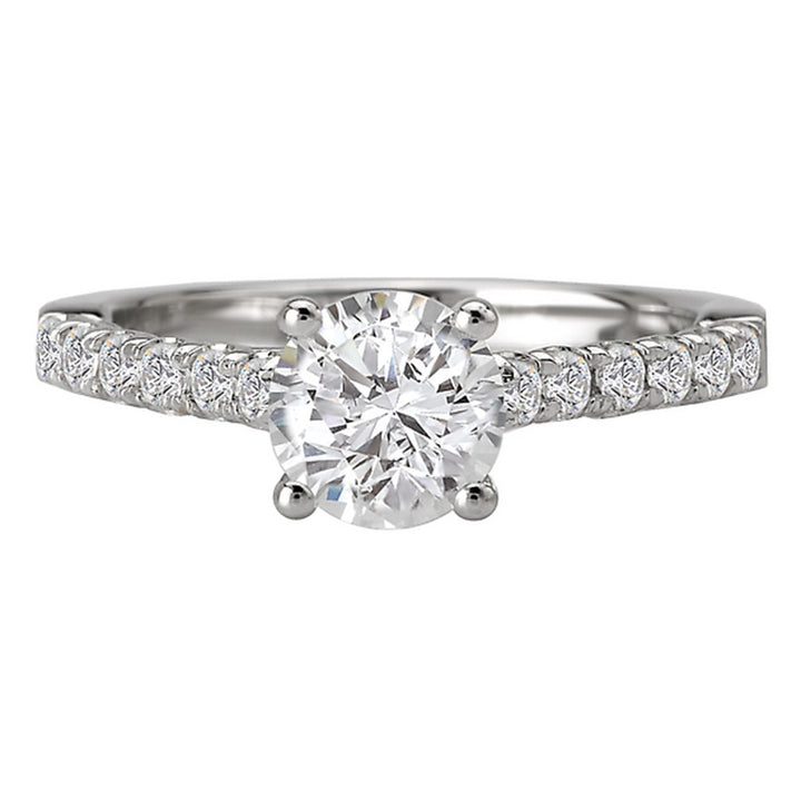 Solitare Accent Style Diamond Engagement Ring Sterling Silver White 
(Center Stone Not Included)