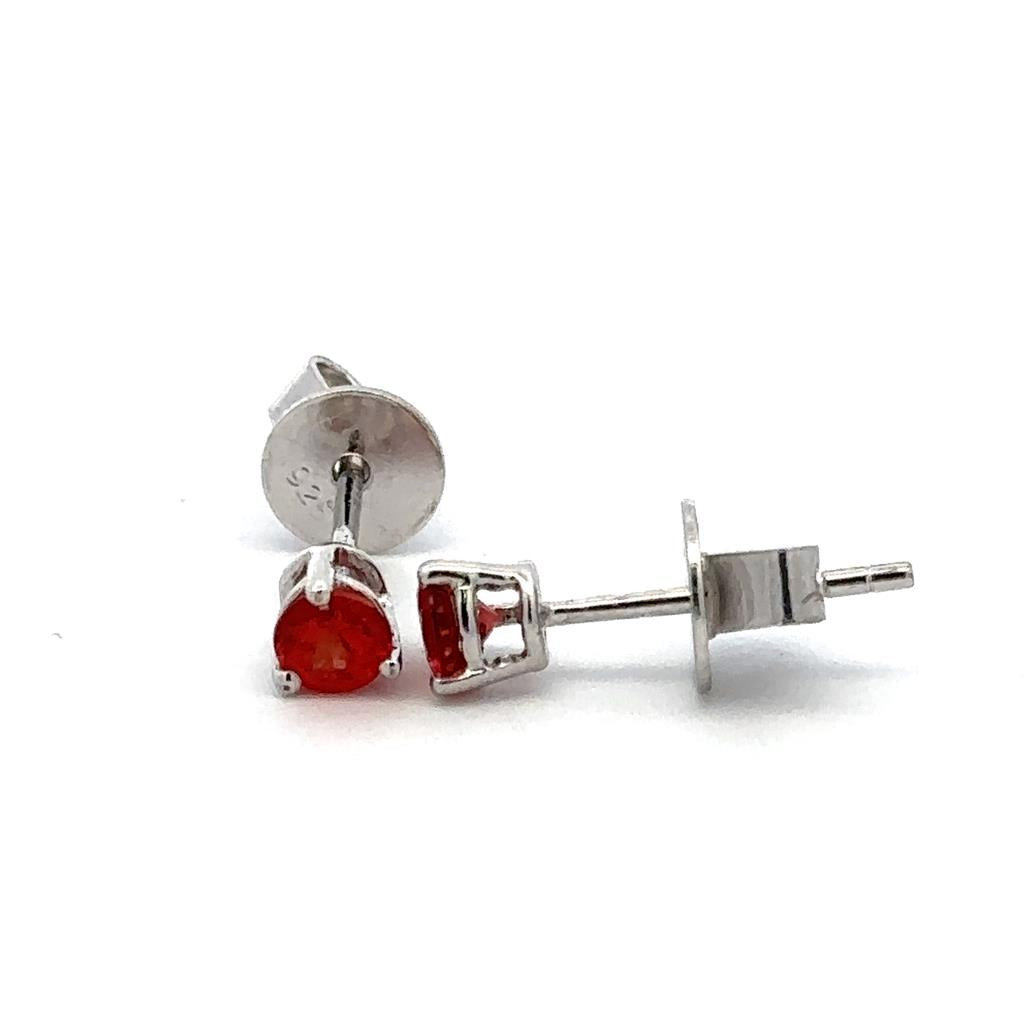 Single Stone Stud Style .925 White With Round Garnet Mozambiques