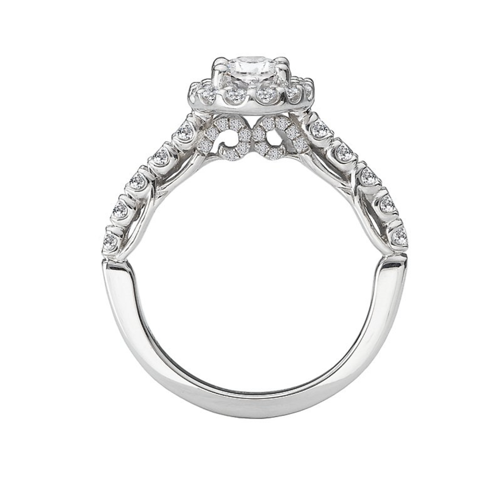 Halo Style Diamond Engagement Ring Sterling Silver White 
(Center Stone Not Included)