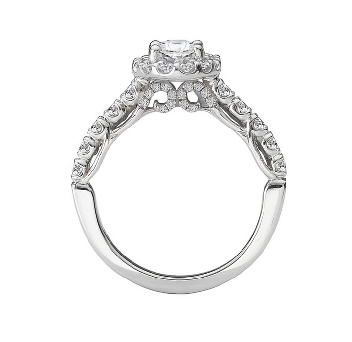 Halo Style Diamond Engagement Ring Sterling Silver White 
(Center Stone Not Included)