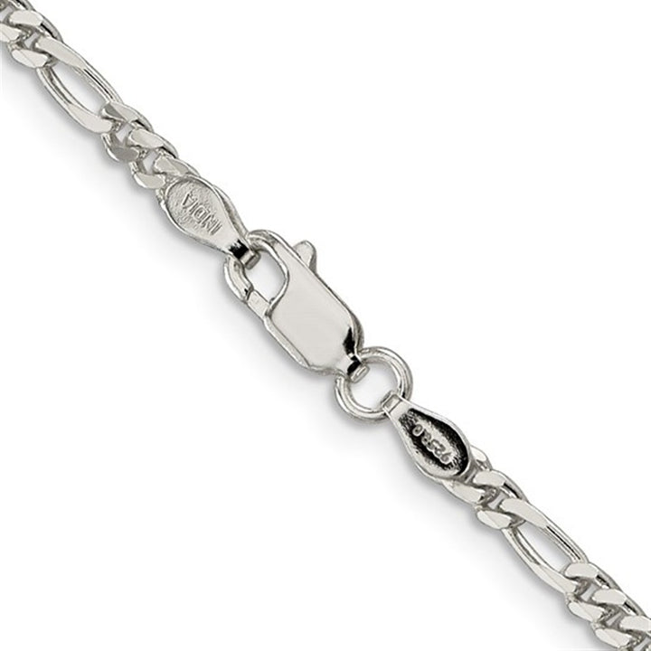 White Sterling Silver 2.85 MM Figaro Chain 30" Long