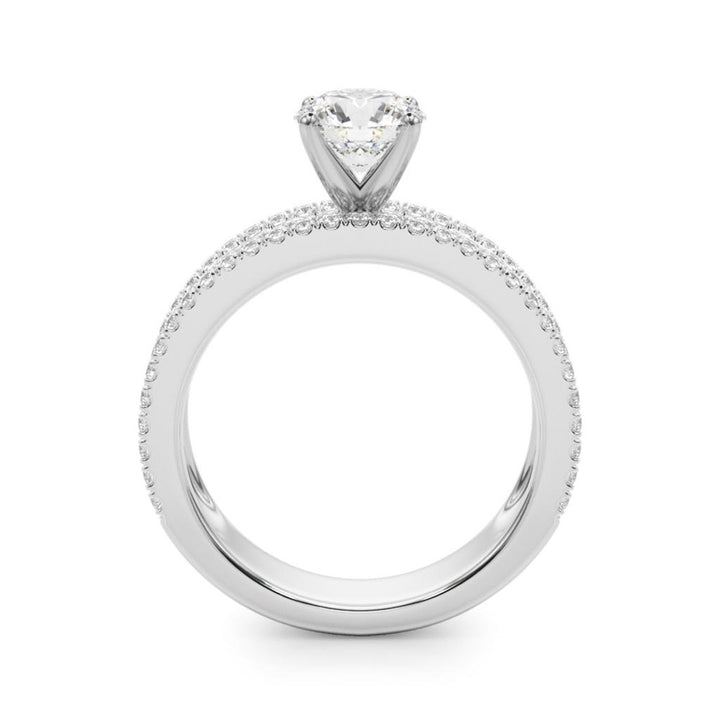 Contemporary Style Diamond Engagement Ring 14 Karat Gold White 
(Center Stone Not Included)