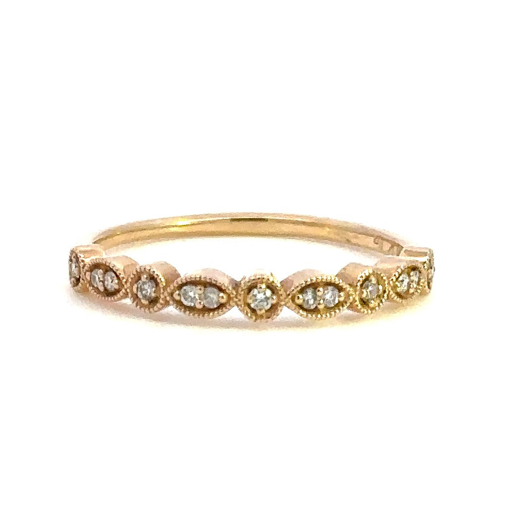 Stack-Able Style Diamond Wedding Band 14 Karat Gold Yellow with Diamonds size 7
